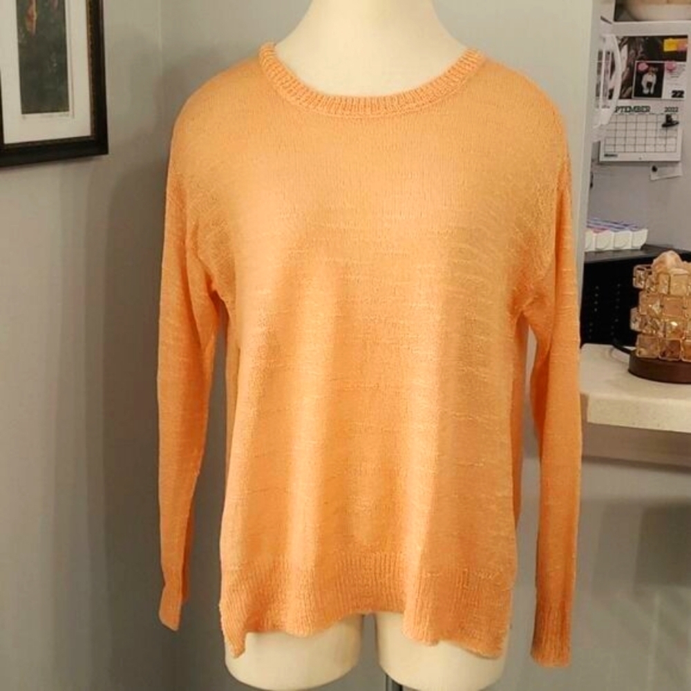 Gianni Bini Open Back Knit Sweater Womens Size XS Orange Peach‎ Acrylic Blend